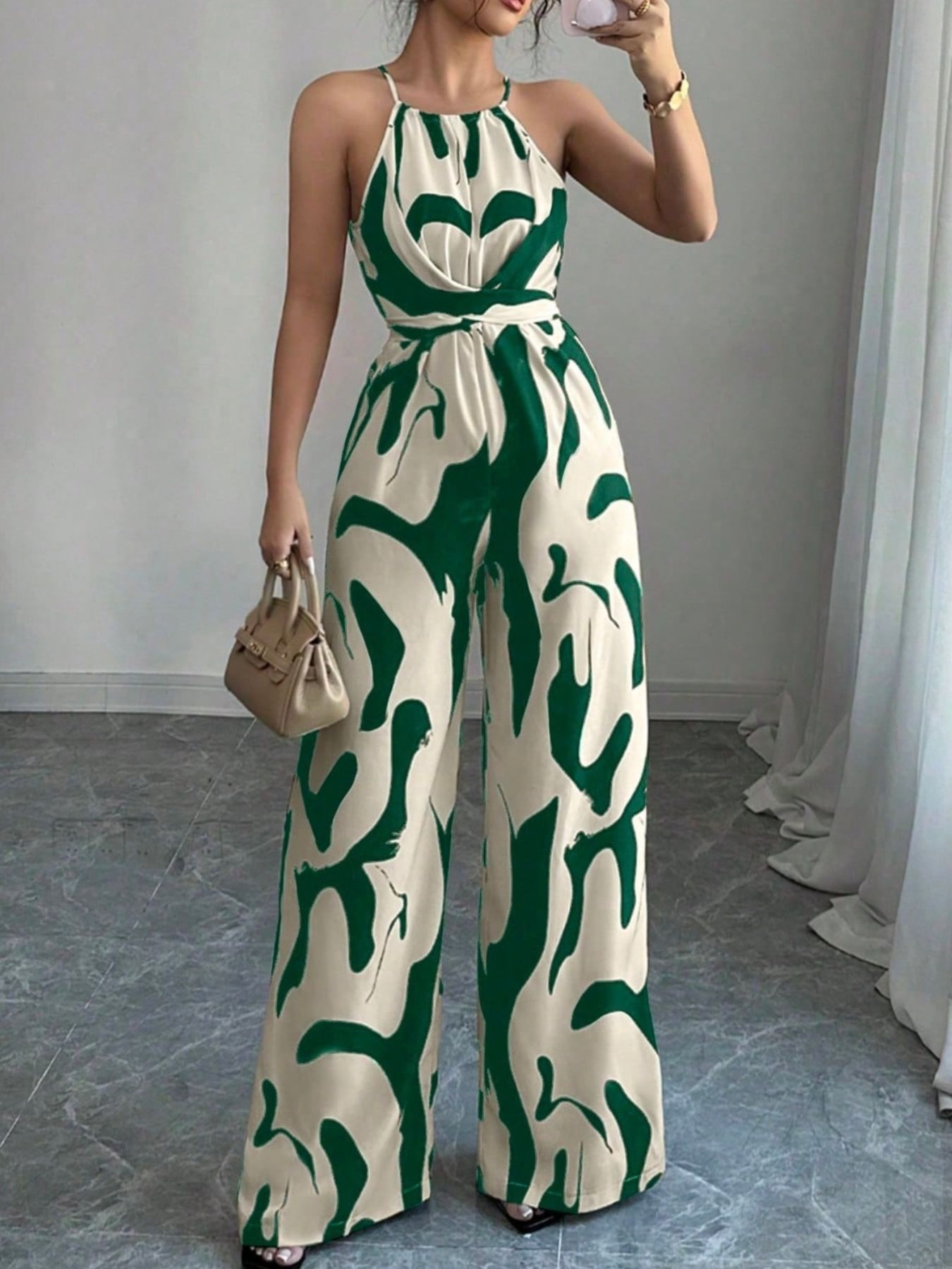 Abstract Print Sleeveless Wide Leg Jumpsuit – Alexandria Scott