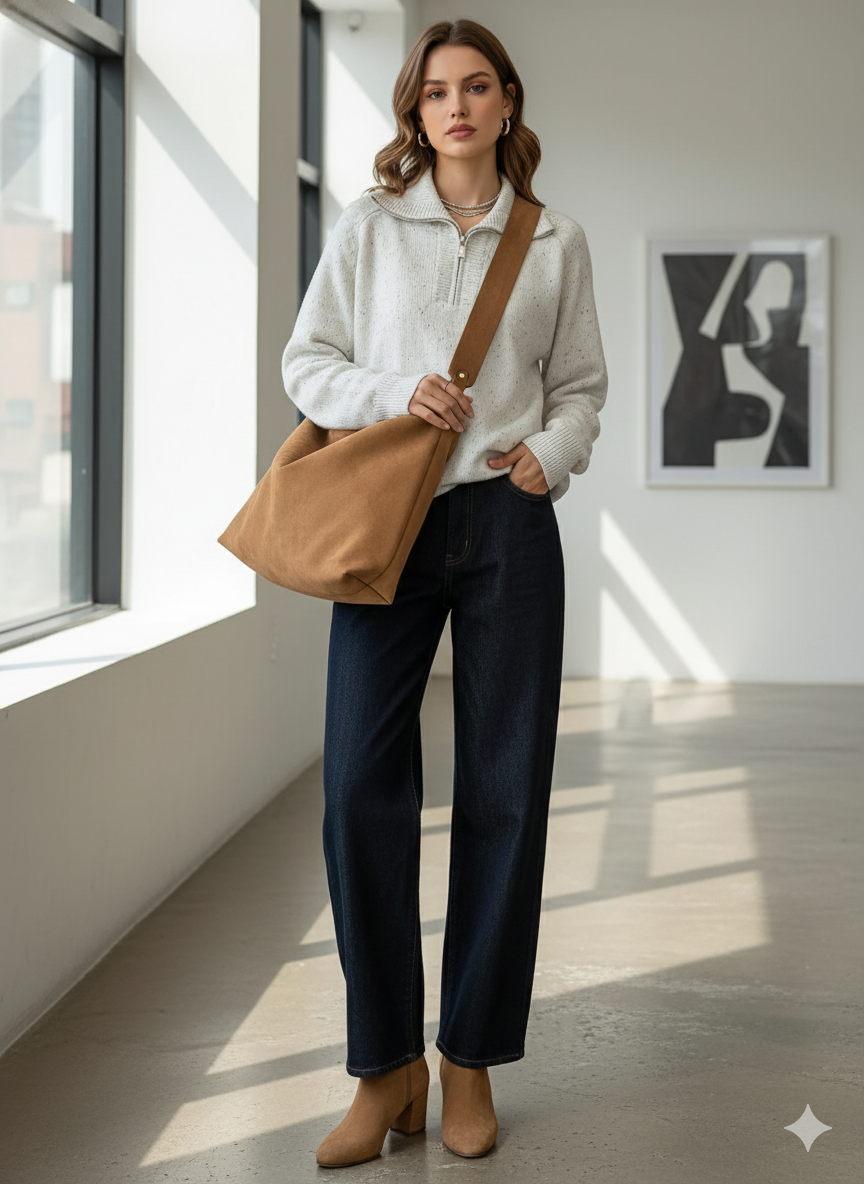 Suede Knot Shoulder Bag
